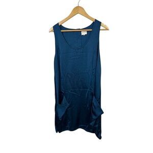 Reiss Women's Size 10 Navy Blue Satin Sleeveless Knee Length Dress
